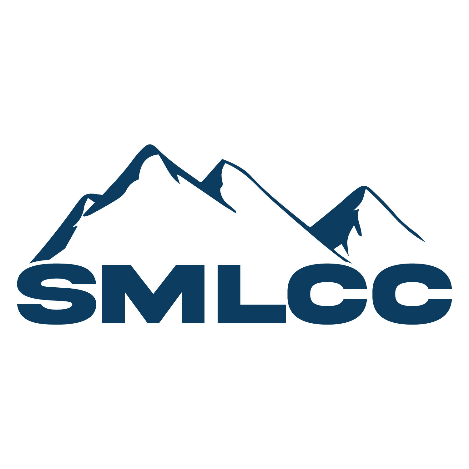 Logo for South Mountain Laveen Chamber of Commerce - Moutain outline with the SMLCC across the base in a dark blue on a white background.